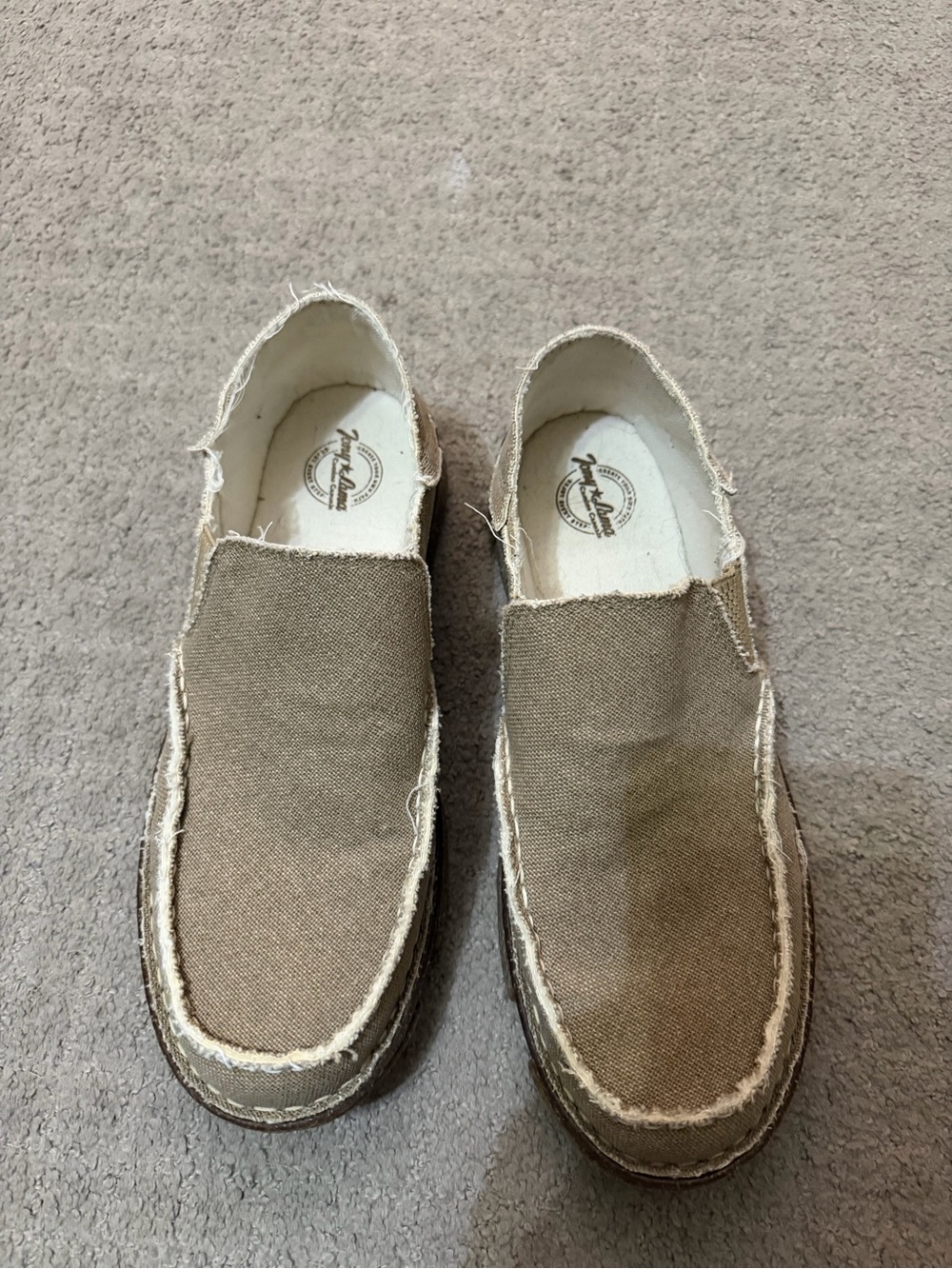 Tony Lama Casual Slip-On Canvas Shoes - Khaki